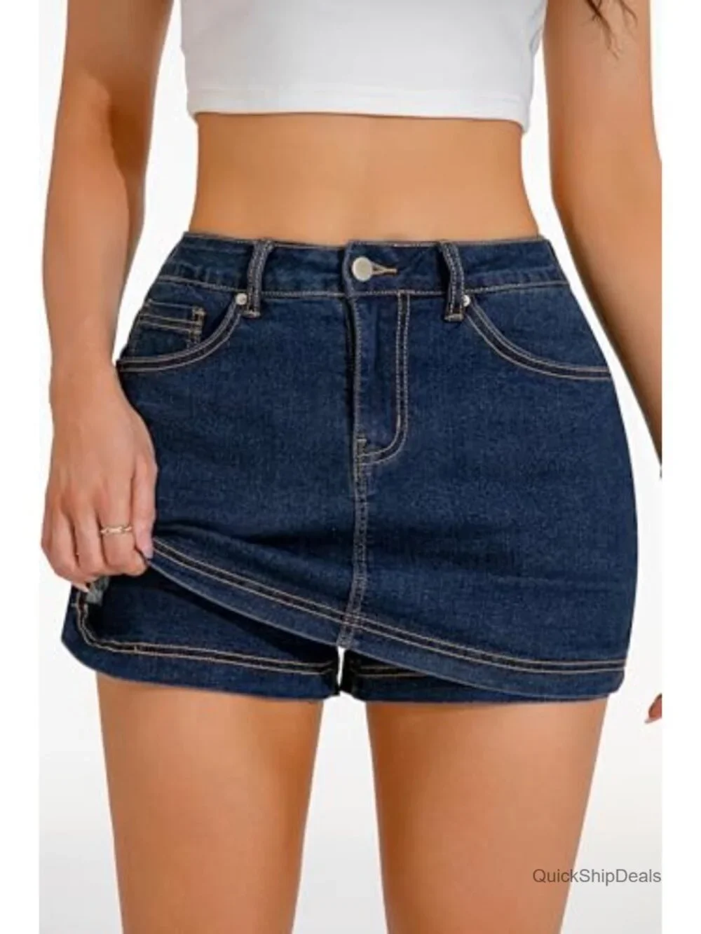 Women's High Waisted Denim Skort Stretchy Y2K Mini Skirt Shorts Style